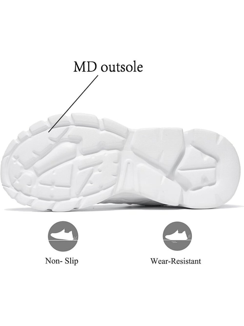 Men's White Lightweight Non Slip Resistant Athletic Sports Walking Sneaker - Picture 4 of 6